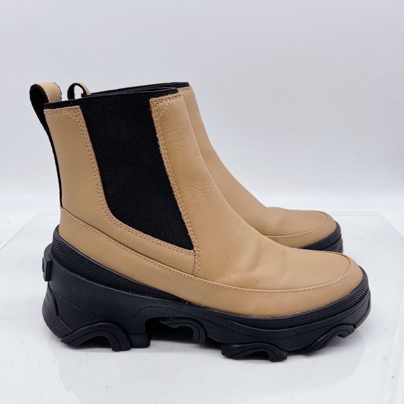 Sorel Brex Waterproof Platform Heel Chelsea Boot Bootie Tawny Buff / Black US 8 - Picture 4 of 11